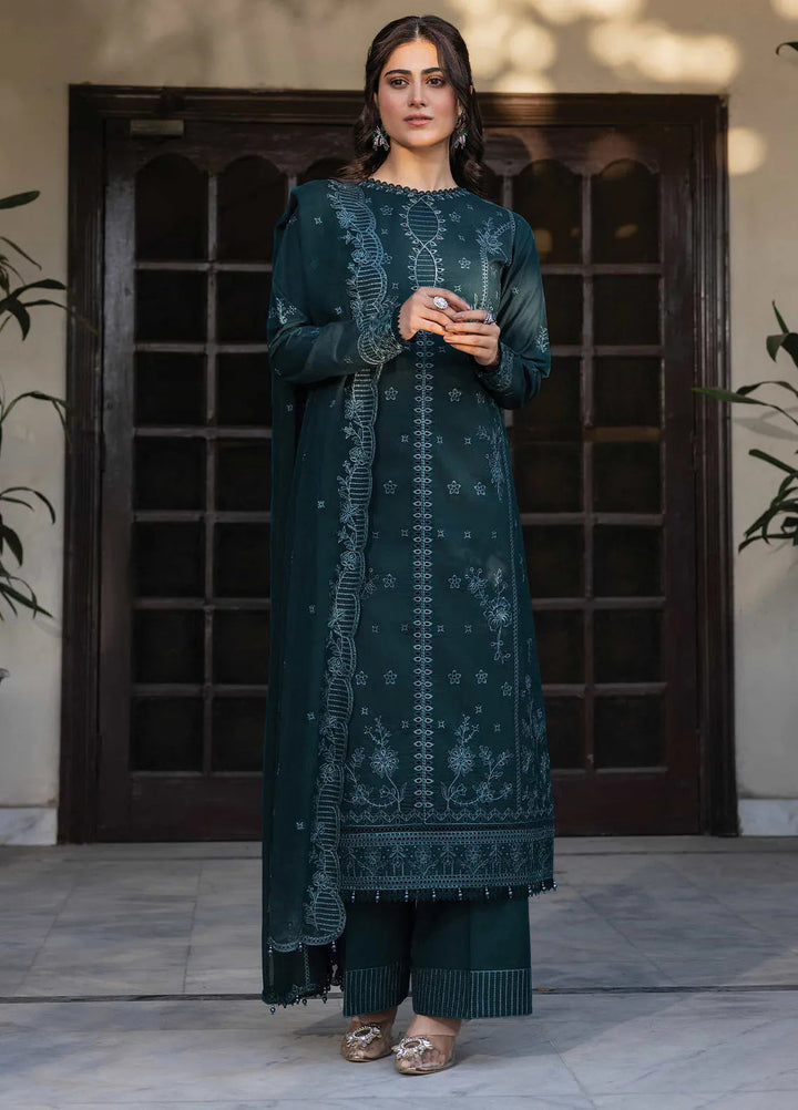 Bahar by Farasha Embroidered Lawn Suits Unstitched 3 Piece FSH25B2 D-06 Teal Serenity - Summer Collection