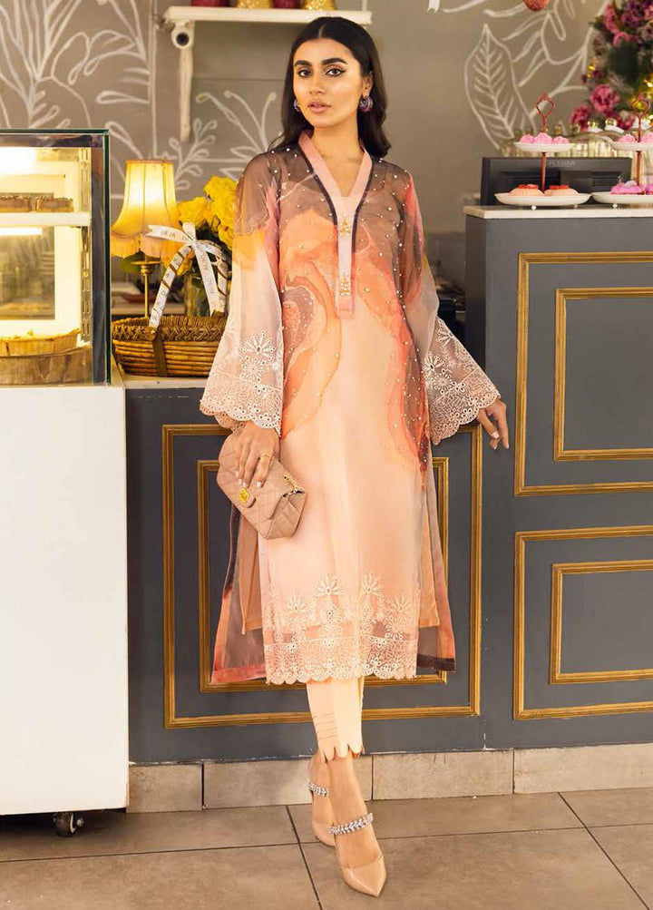 Ballerina By Nureh Embroidered Organza Suits Unstitched 2 Piece NU22B NU2- 28 ROYAL PEARL - Luxury Collection