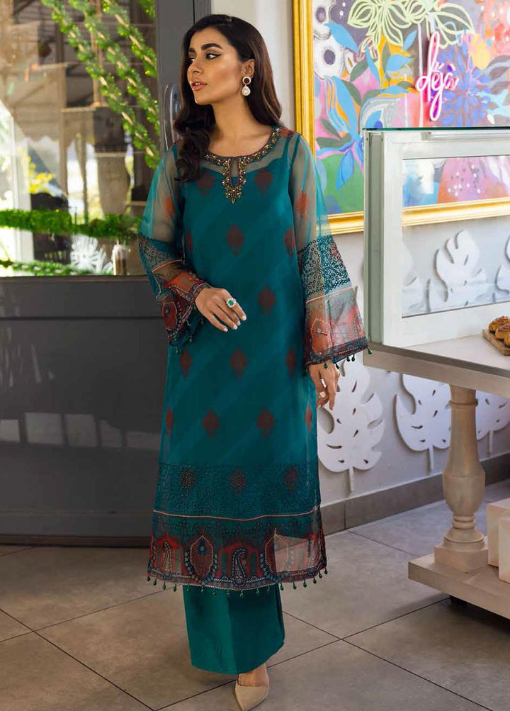 Ballerina By Nureh Embroidered Organza Suits Unstitched 2 Piece NU22B NU2- 29 FRENCH GREEN - Luxury Collection