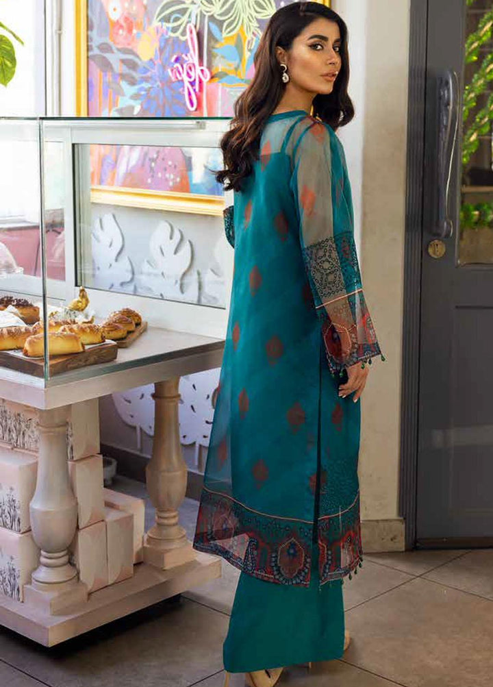 Ballerina By Nureh Embroidered Organza Suits Unstitched 2 Piece NU22B NU2- 29 FRENCH GREEN - Luxury Collection