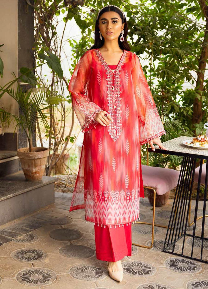 Ballerina By Nureh Embroidered Organza Suits Unstitched 2 Piece NU22B NU2- 30 TIFFANY RED - Luxury Collection