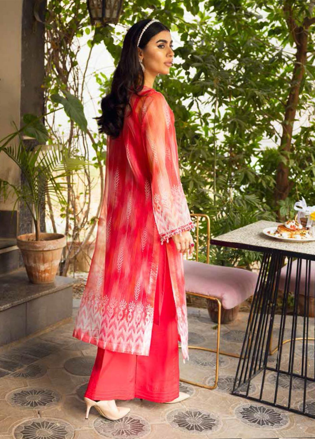 Ballerina By Nureh Embroidered Organza Suits Unstitched 2 Piece NU22B NU2- 30 TIFFANY RED - Luxury Collection