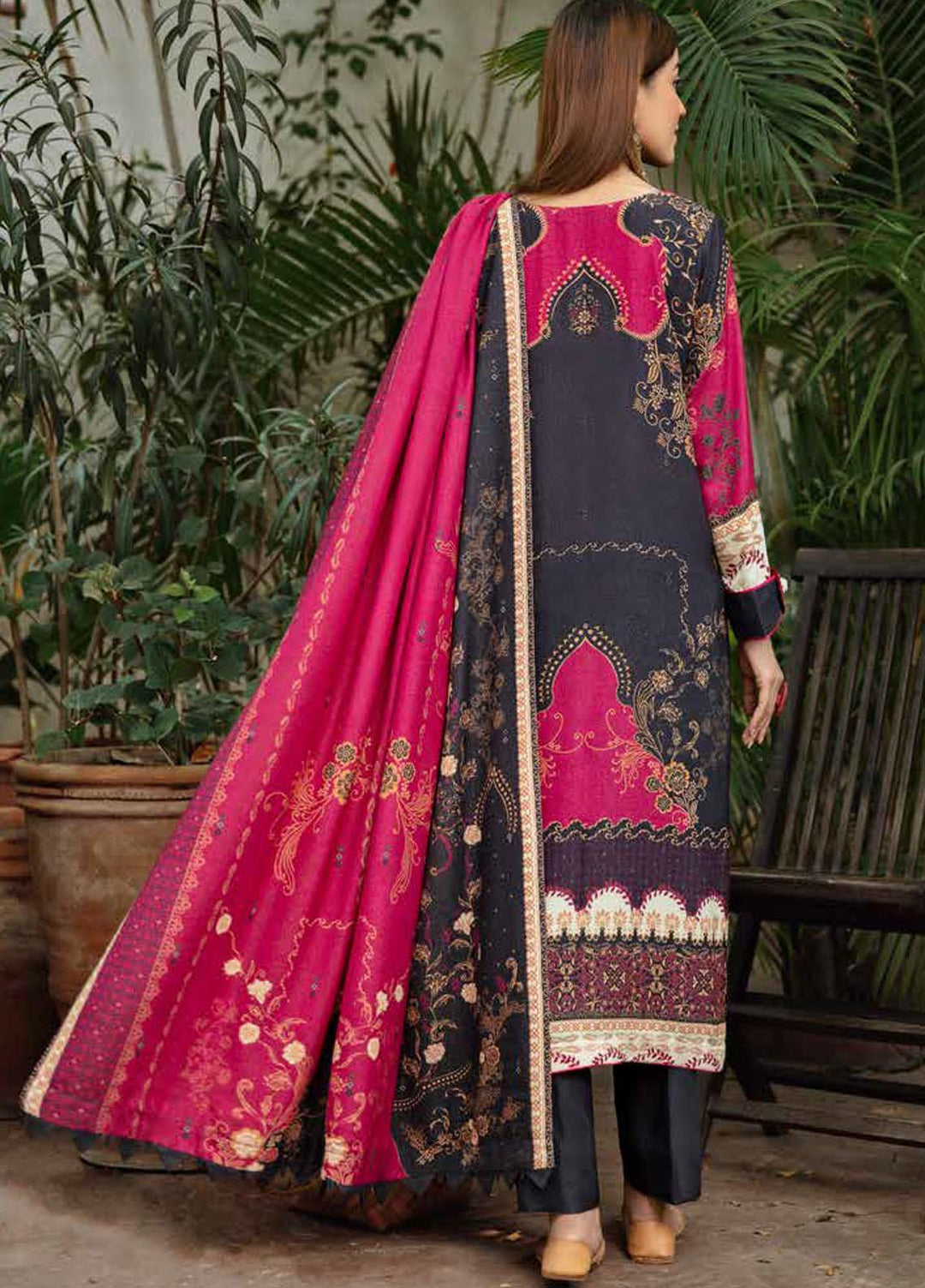 Banafsheh Embroidered Silk Karandi Suits Unstitched 3 Piece BF21PK BNK-01 - Winter Collection