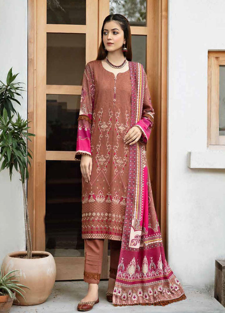 Banafsheh Embroidered Silk Karandi Suits Unstitched 3 Piece BF21PK BNK-03 - Winter Collection