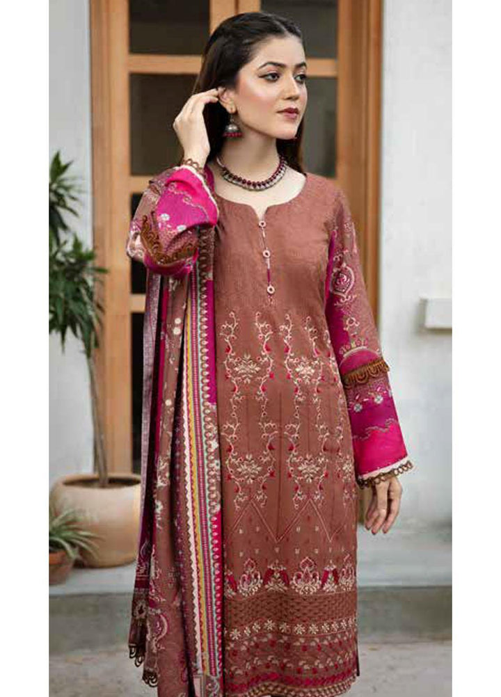 Banafsheh Embroidered Silk Karandi Suits Unstitched 3 Piece BF21PK BNK-03 - Winter Collection