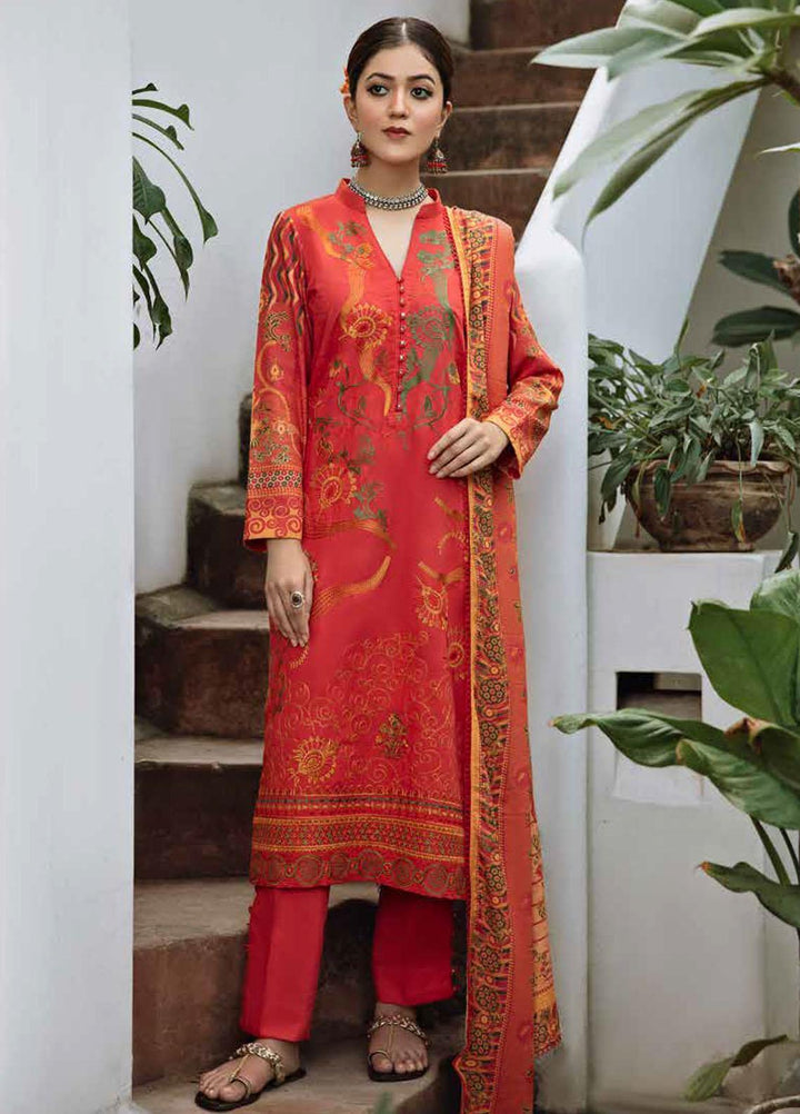 Banafsheh Embroidered Silk Karandi Suits Unstitched 3 Piece BF21PK BNK-04 - Winter Collection