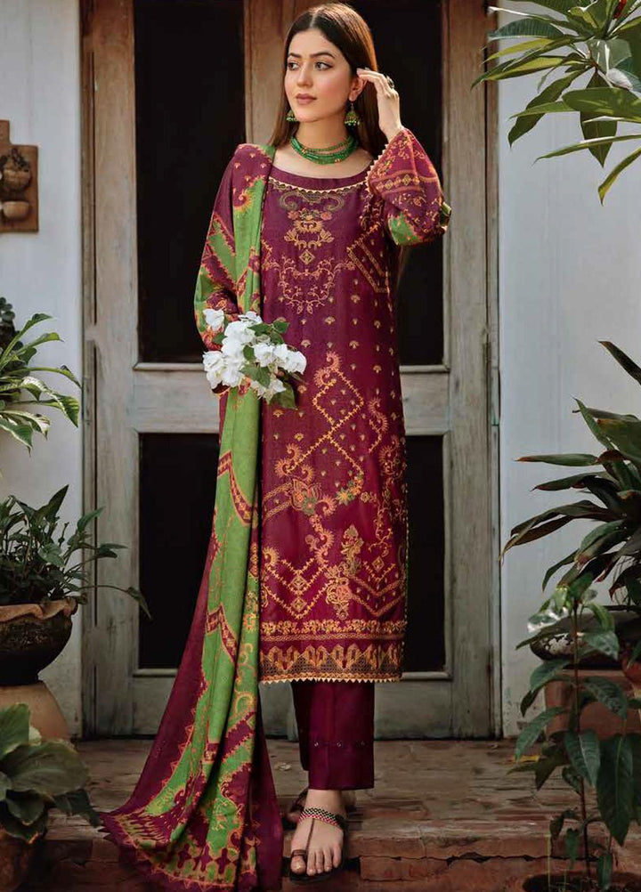 Banafsheh Embroidered Silk Karandi Suits Unstitched 3 Piece BF21PK BNK-08 - Winter Collection