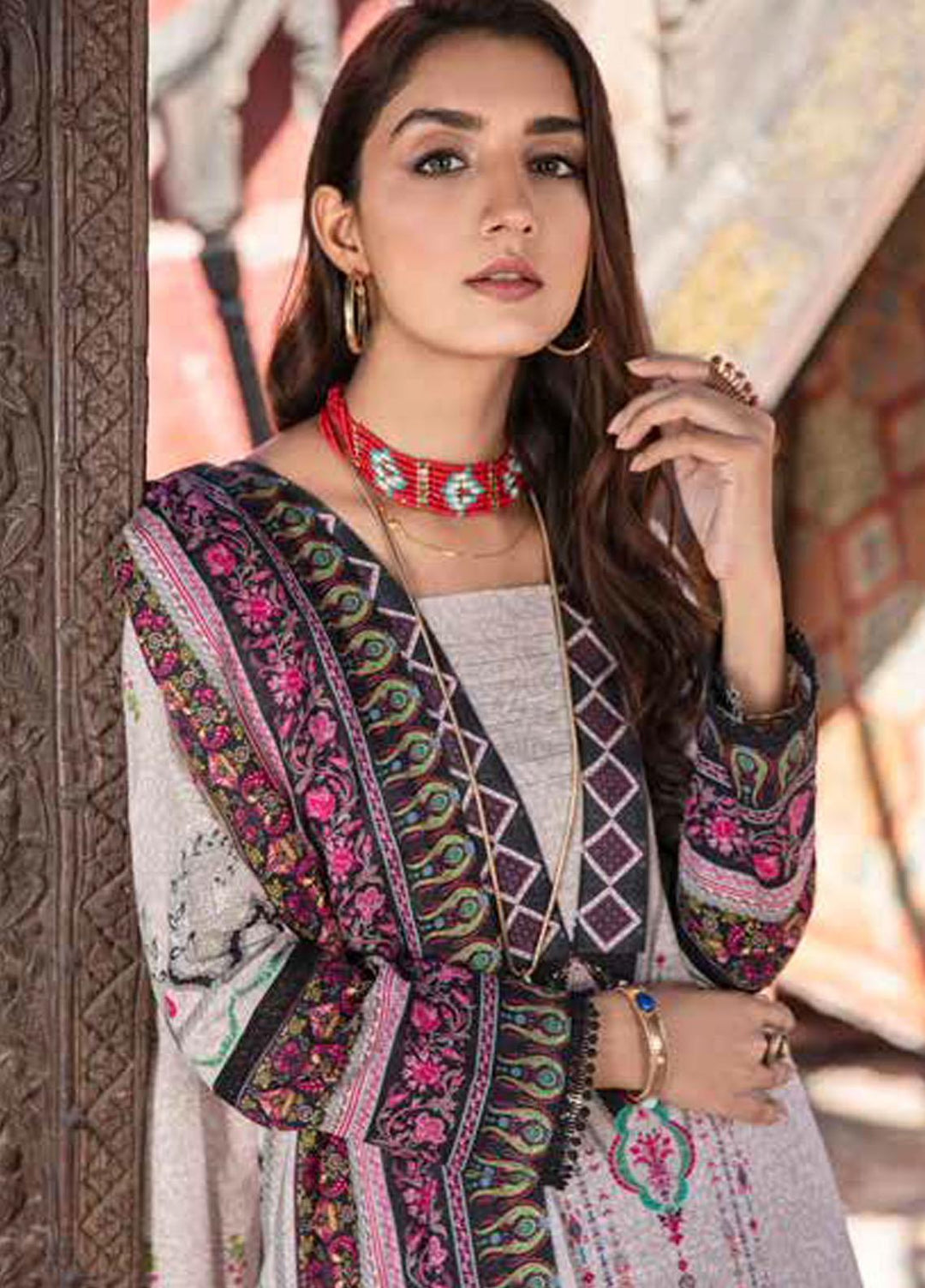 Banafsheh Digital Printed Khaddar Suits Unstitched 3 Piece BF21RK D-016 - Winter Collection