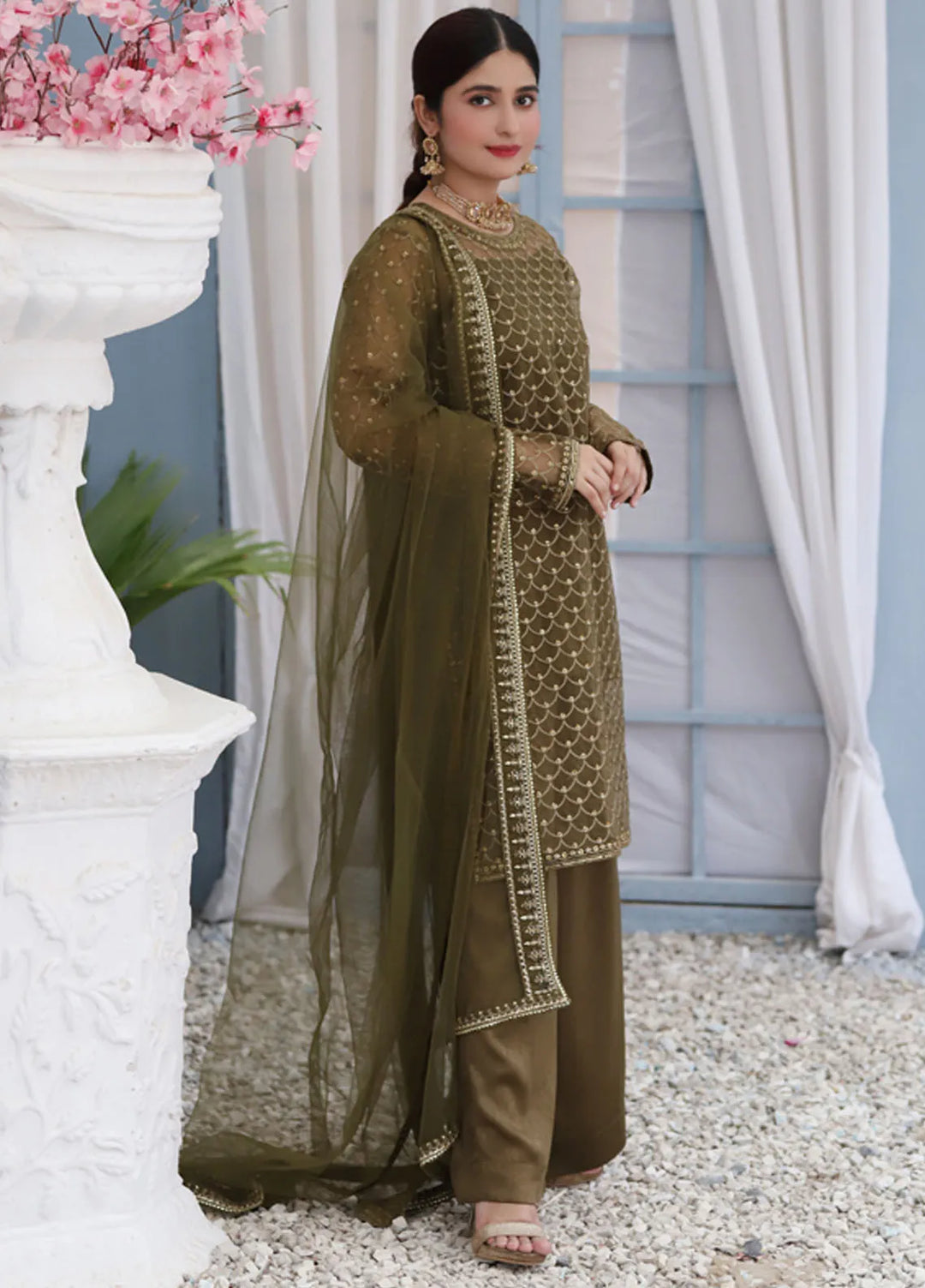 Banas Attire Pret Embroidered Organza 3 Piece Suit 189-OL
