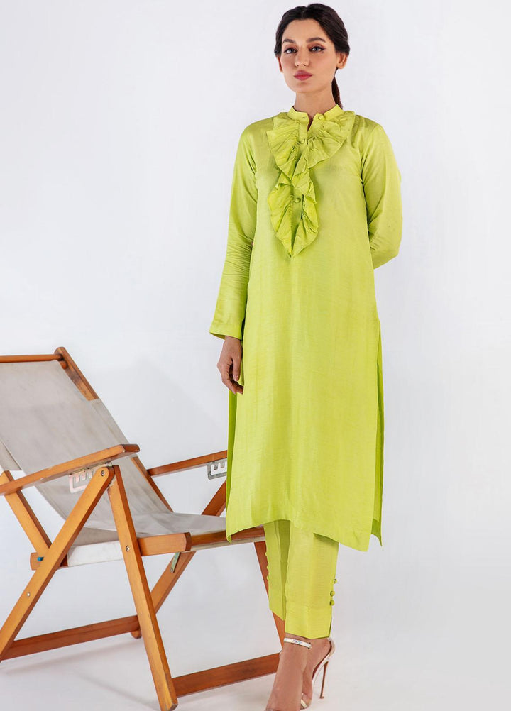 Bareen Casual Pret  Raw Silk 2 Piece Suit BR22SS GIALLO