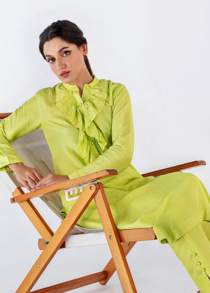 Bareen Casual Pret  Raw Silk 2 Piece Suit BR22SS GIALLO