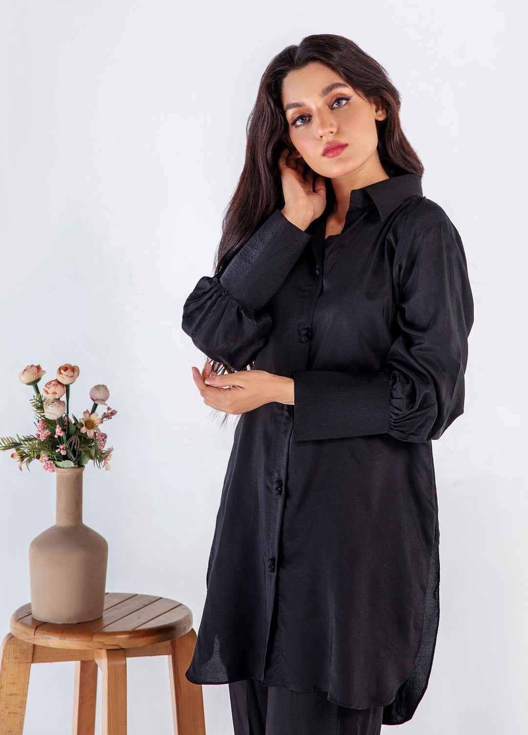 Bareen Casual Pret  Matte Silk 2 Piece Suit BR22SS NOIR