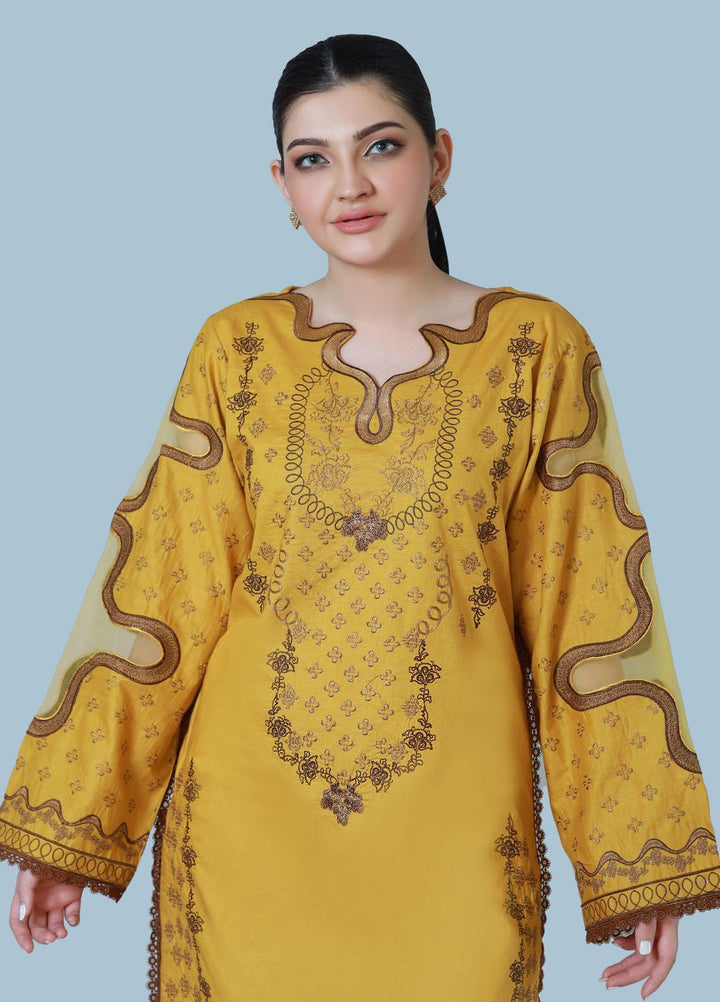 Bareeq Pret  Lawn 3 Piece Suit Mustard Muse
