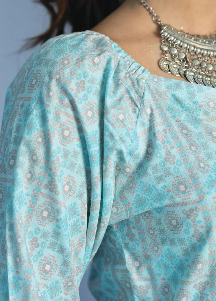 Bareeq Casual Pret  Cotton Frock Subtle Pastel Printed Dress