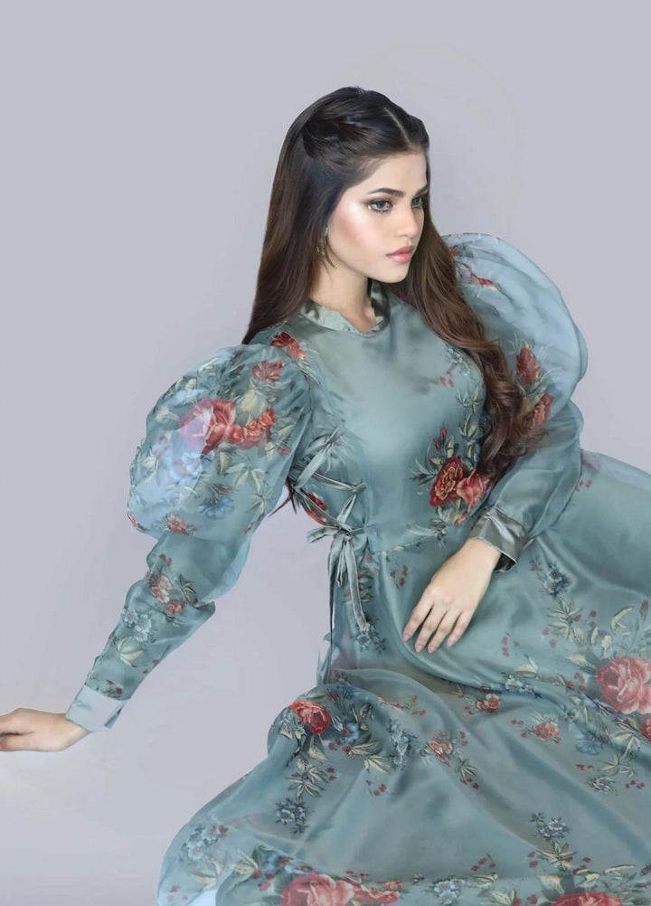 Bareeq Casual Pret  Organza Frock Limelight Floral Printed Dress
