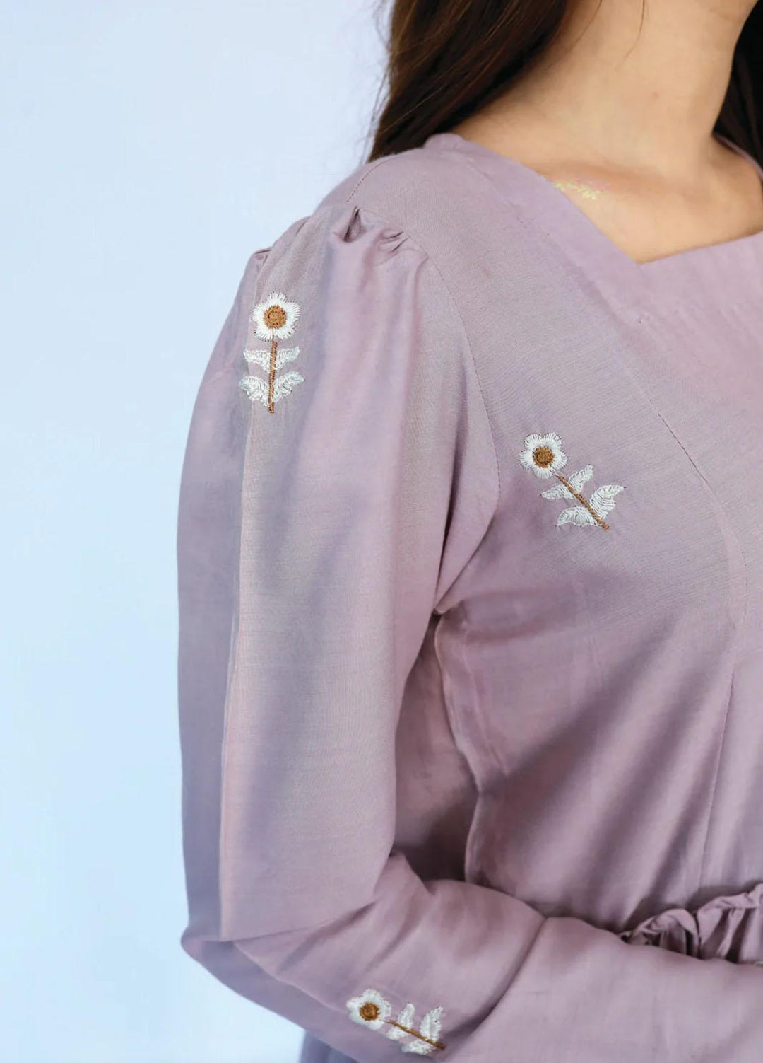 Bareeq Casual Pret  Linen Frock Wisteria Embroidered Dress In Linen