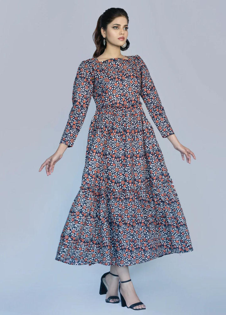 Bareeq Casual Pret  Cotton Frock Ethnic Floral Rush In Cotton