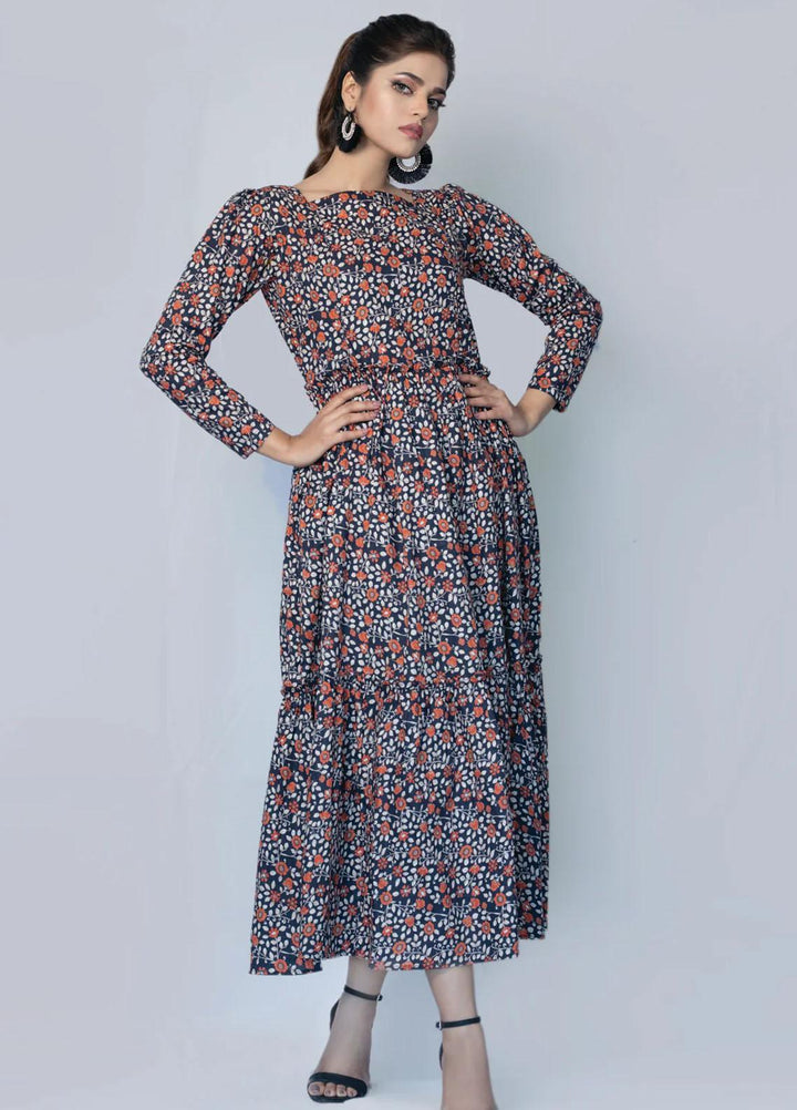 Bareeq Casual Pret  Cotton Frock Ethnic Floral Rush In Cotton