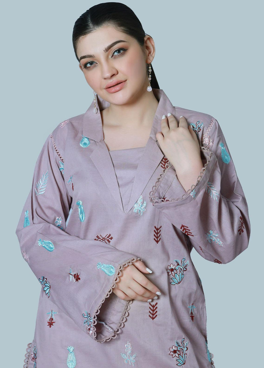 Bareeq Pret  Cambric Shirt Lavender Dust