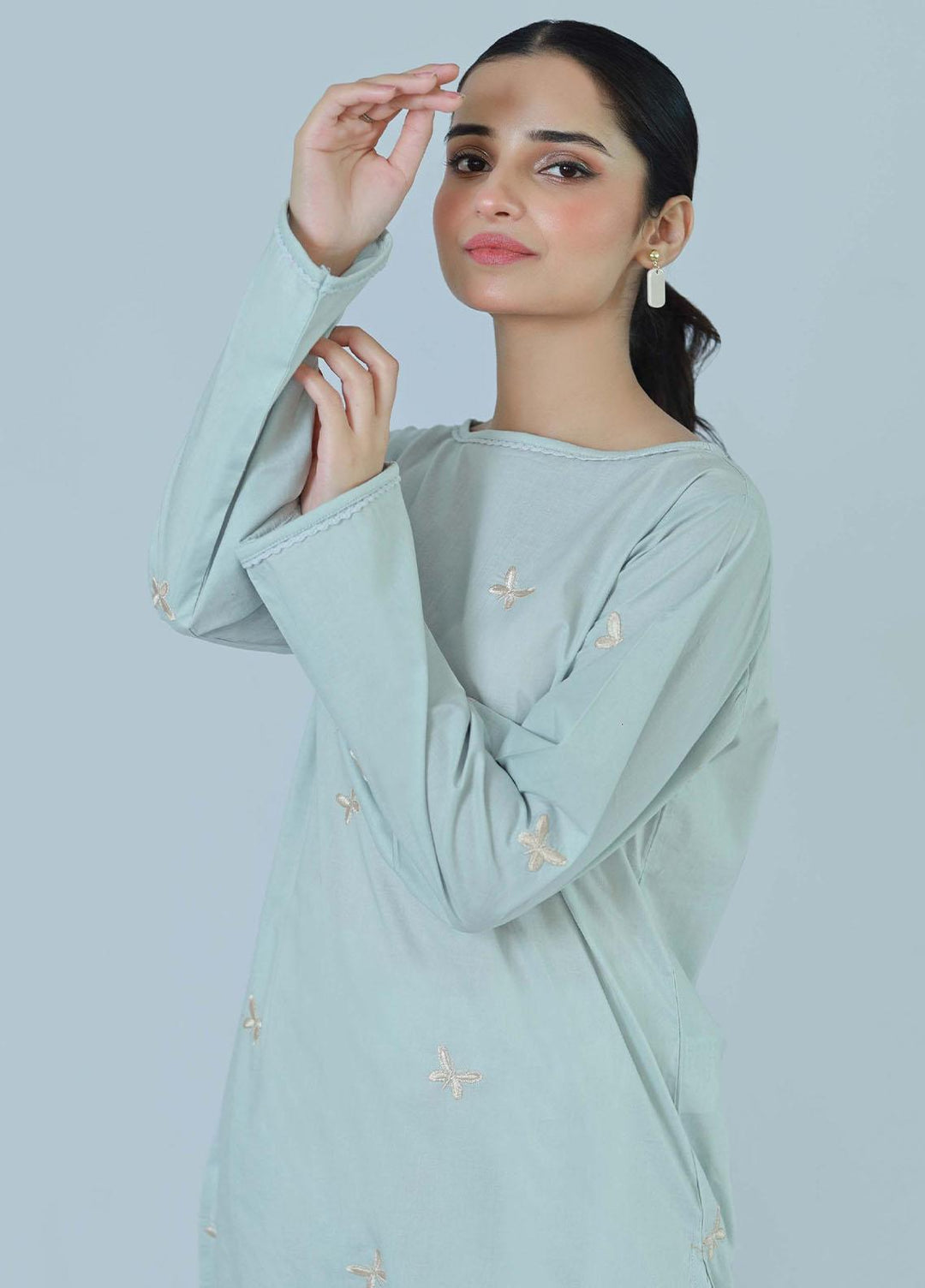 Bareeq Pret  Cambric Shirt Blue Charm