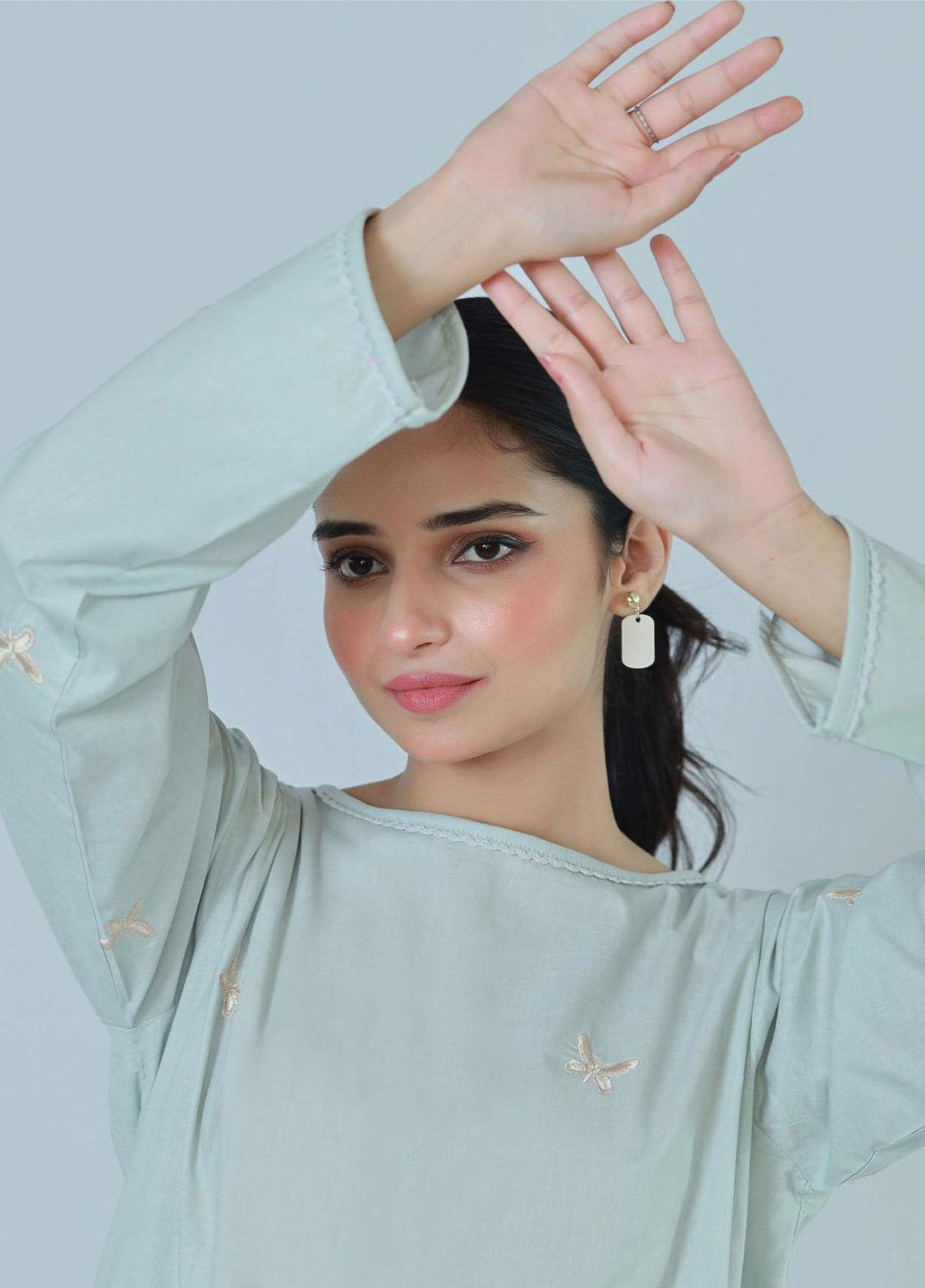 Bareeq Pret  Cambric Shirt Blue Charm