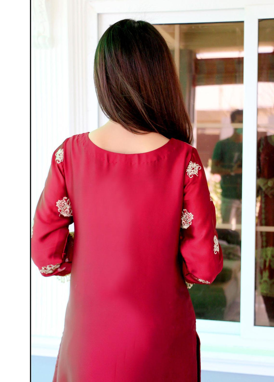 Bareeq Pret  Silk 3 Piece Suit Maroon