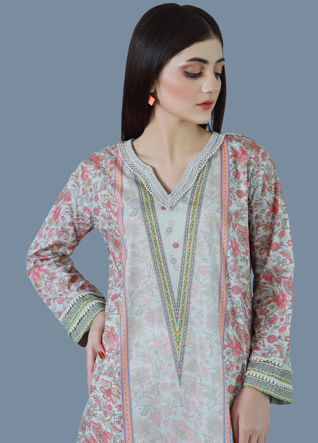 Bareeq Pret  Lawn Shirt Coral Delight