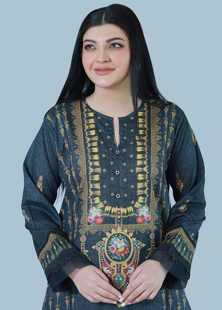 Bareeq Pret  Lawn Shirt Charcoal Glint