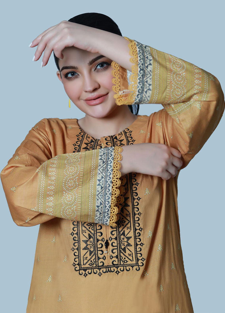 Bareeq Pret  Lawn Shirt Ochre Glam