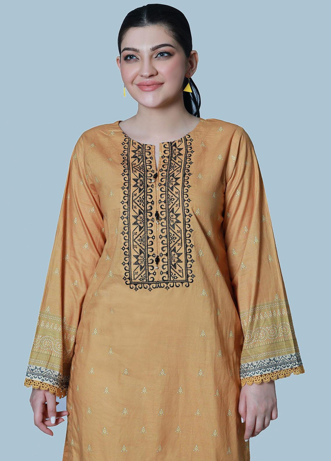 Bareeq Pret  Lawn Shirt Ochre Glam