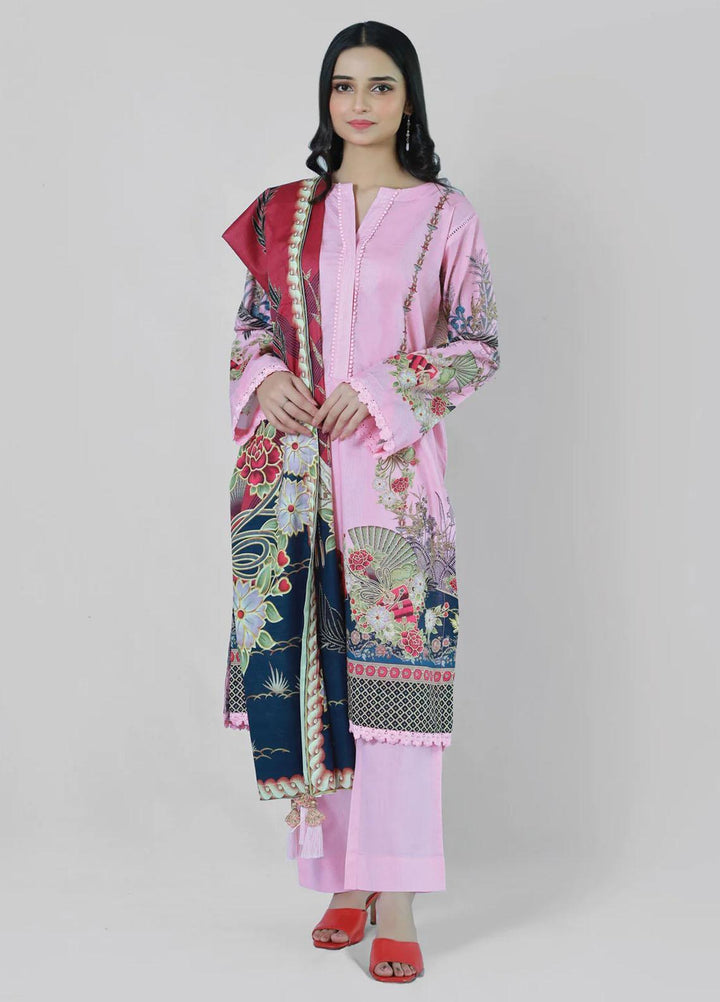 Bareeq Printed Lawn Suits Unstitched 3 Piece BRQ23U Boho Pink - Summer Collection