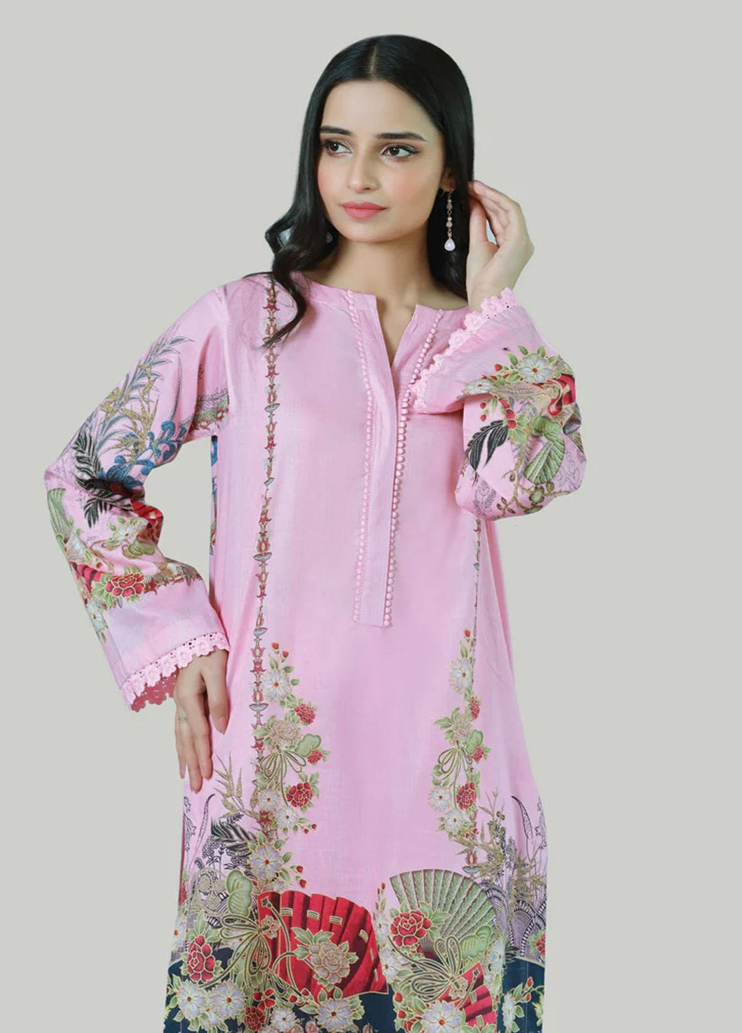 Bareeq Printed Lawn Suits Unstitched 3 Piece BRQ23U Boho Pink - Summer Collection