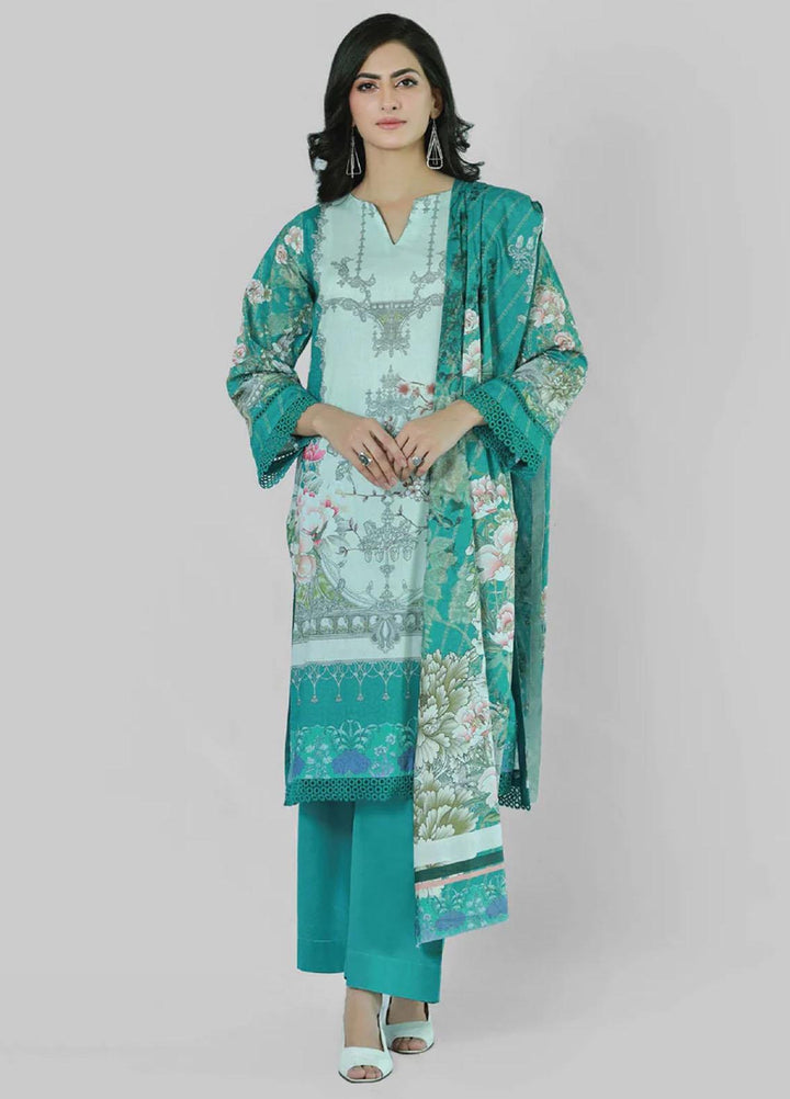Bareeq Printed Lawn Suits Unstitched 3 Piece BRQ23U florence teal - Summer Collection