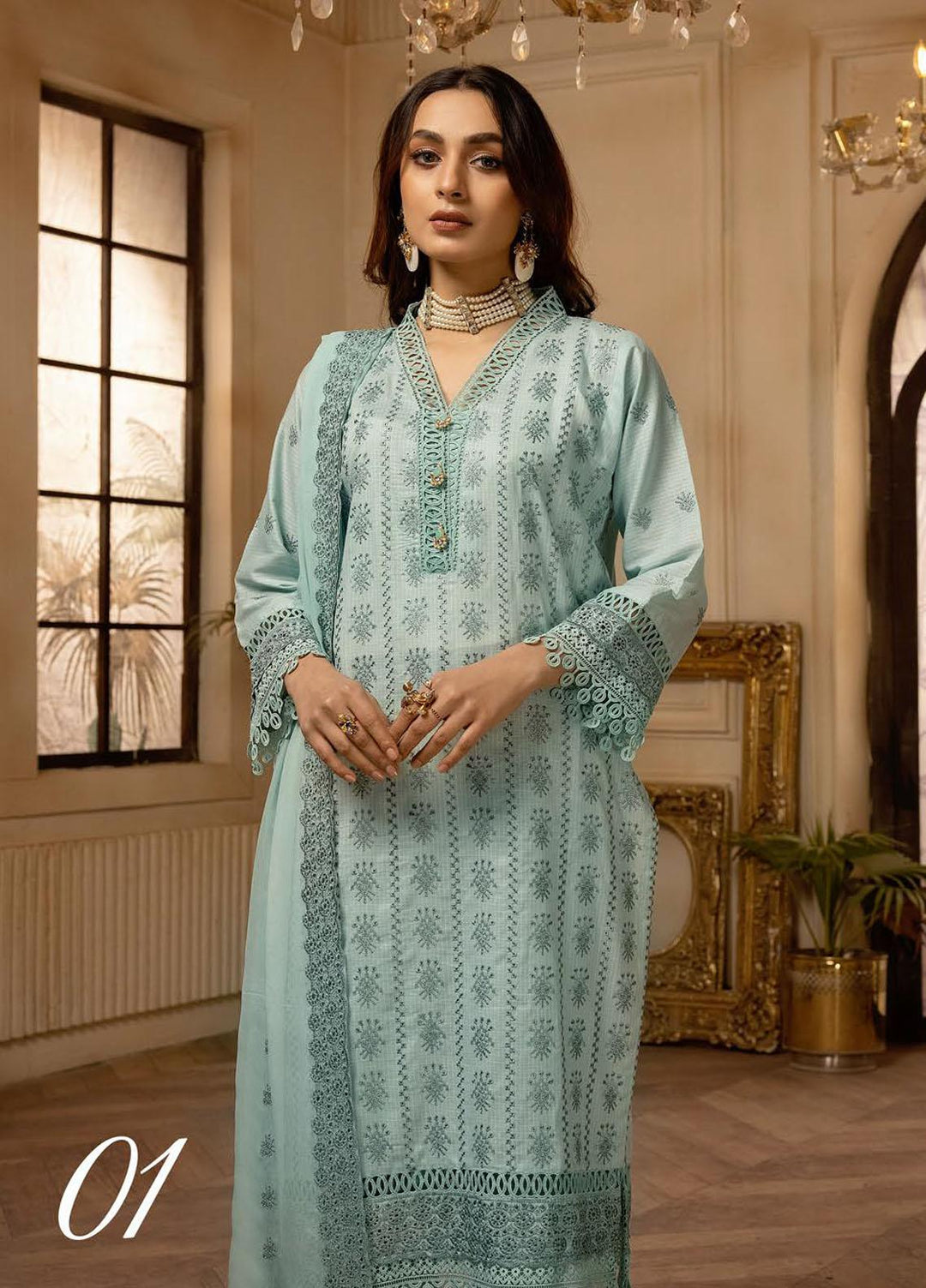 Bareeze By Aalaya Embroidered Lawn Suits Unstitched 3 Piece ALY23B-V3 D-1 - Luxury Summer Collection