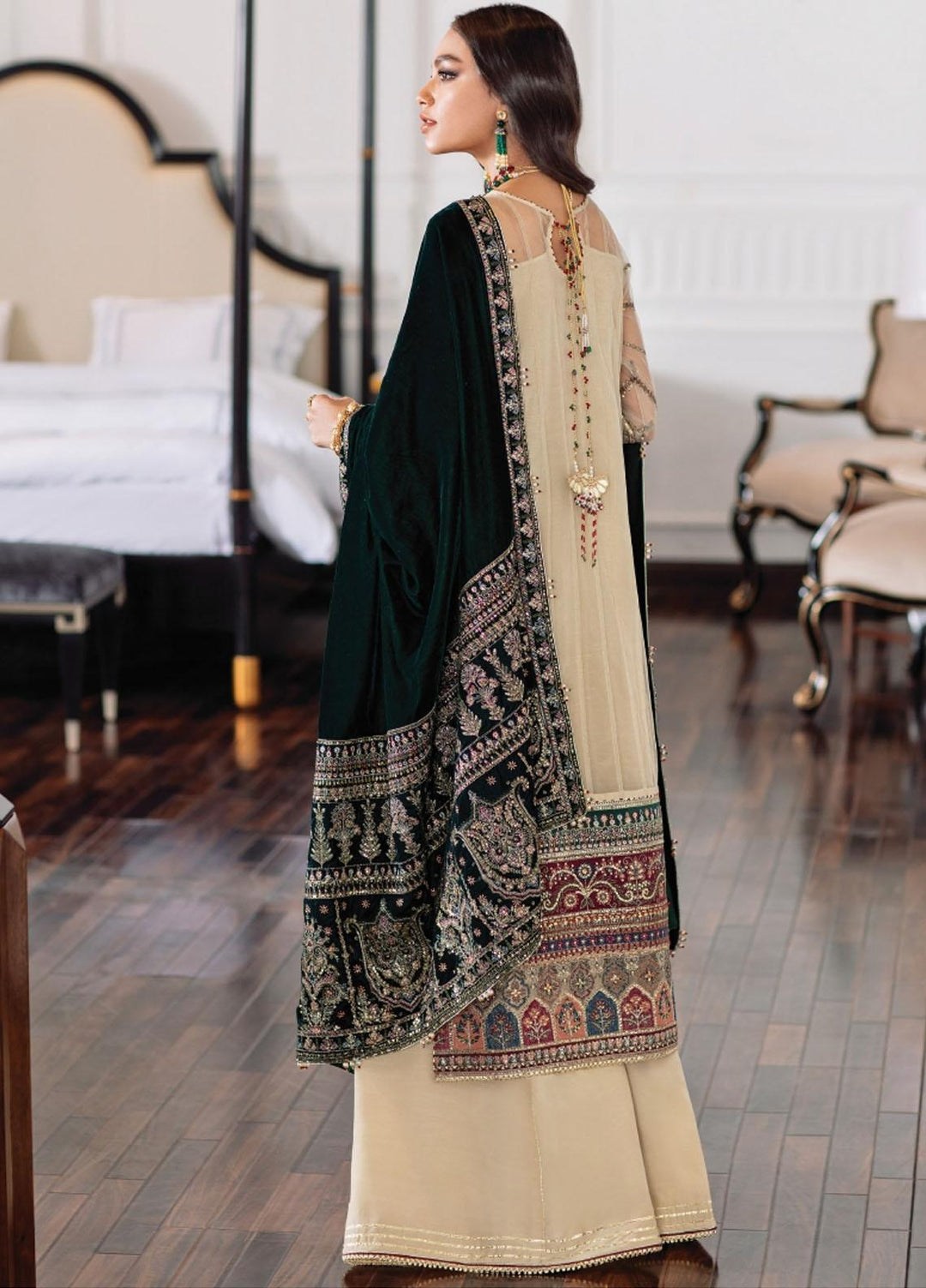 Baroque Embroidered Net Suits Unstitched 3 Piece BQ22CC EC-01 - Luxury Collection