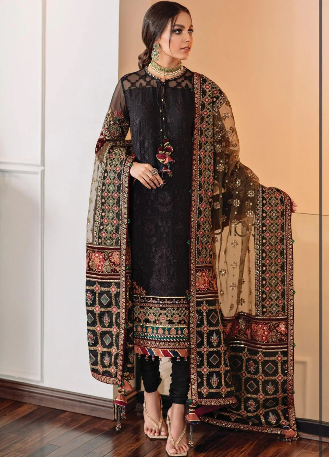 Chantelle by Baroque Unstitched Embroidered Chiffon 3 Piece Suit BQ26UFC EC-04 - Festive Collection