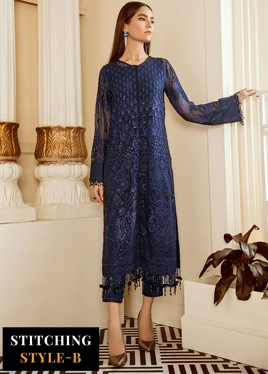 Baroque Embroidered Chiffon Suits Unstitched 3 Piece BQ25UF Delph - Formals Collection