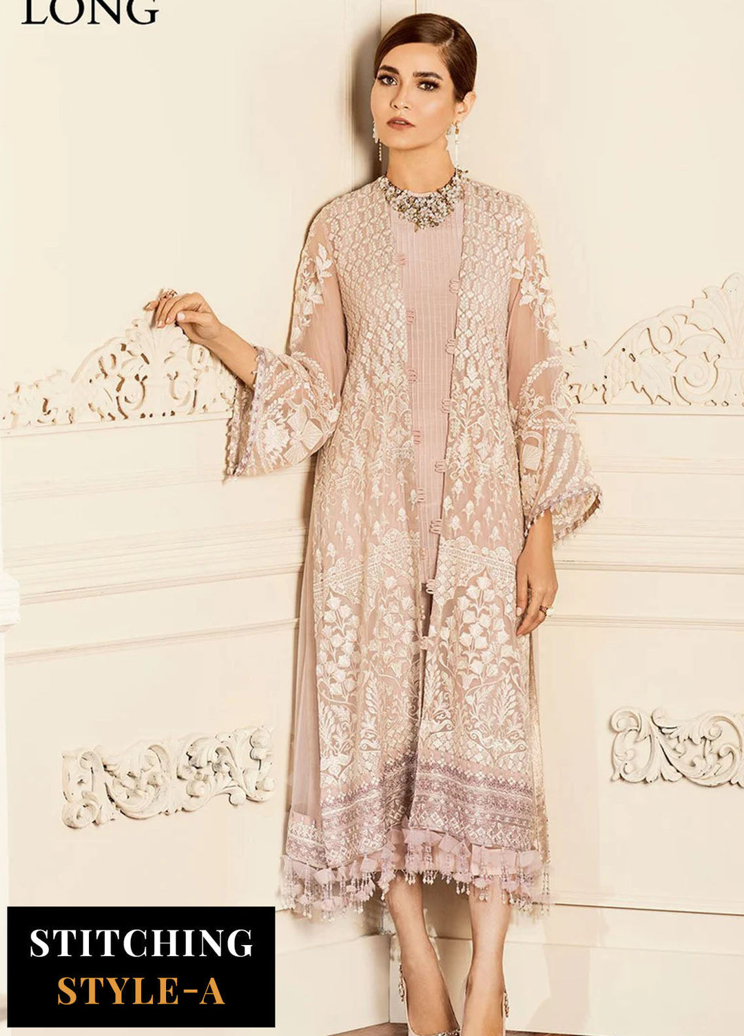 Chantelle by Baroque Unstitched Embroidered Chiffon 3 Piece Suit BQ26UCF 09-Dove - Festive Collection