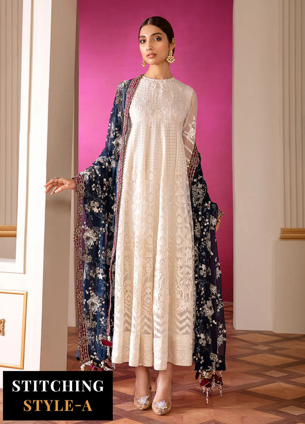 Chantelle by Baroque Unstitched Embroidered Chiffon 3 Piece Suit BQ26UCF 02-Glaze - Festive Collection