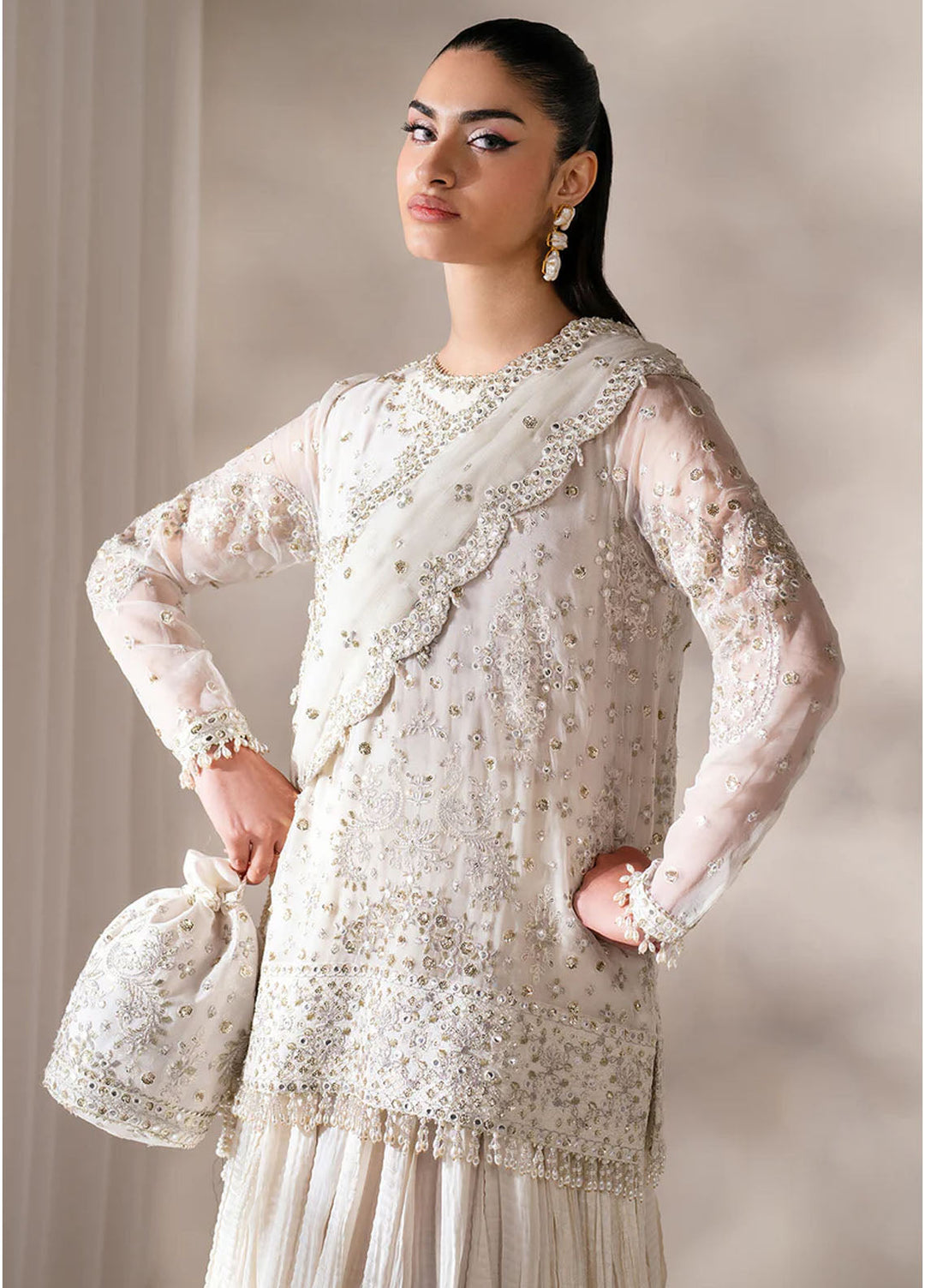 Baroque Embroidered Unstitched Chiffon 3 Piece Suits BQ25UF UF-4140 - Festive Collection