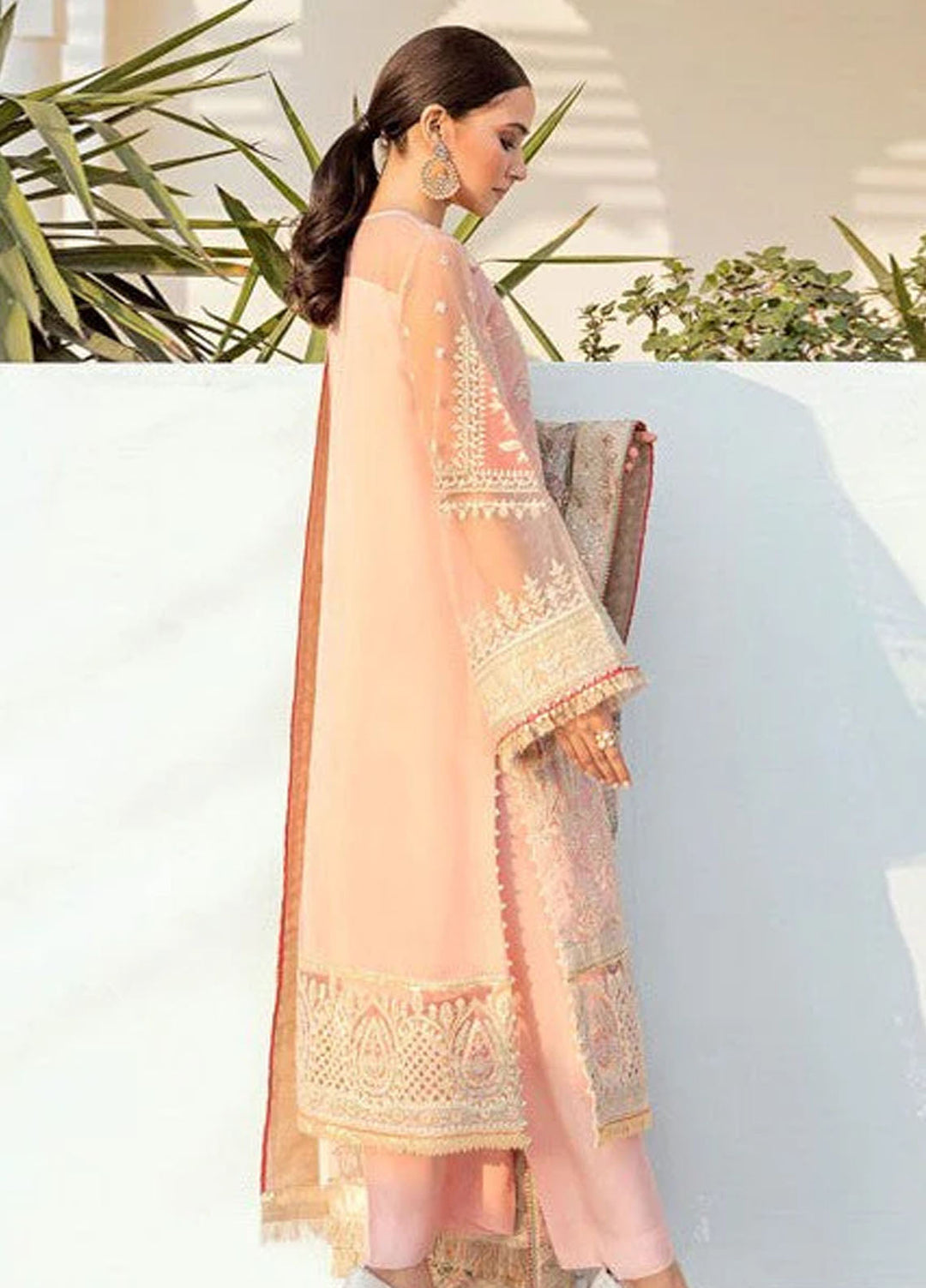 Baroque Embroidered Net Suits Unstitched 3 Piece BQ25UF UF- D99 Chamomile - Formals Collection