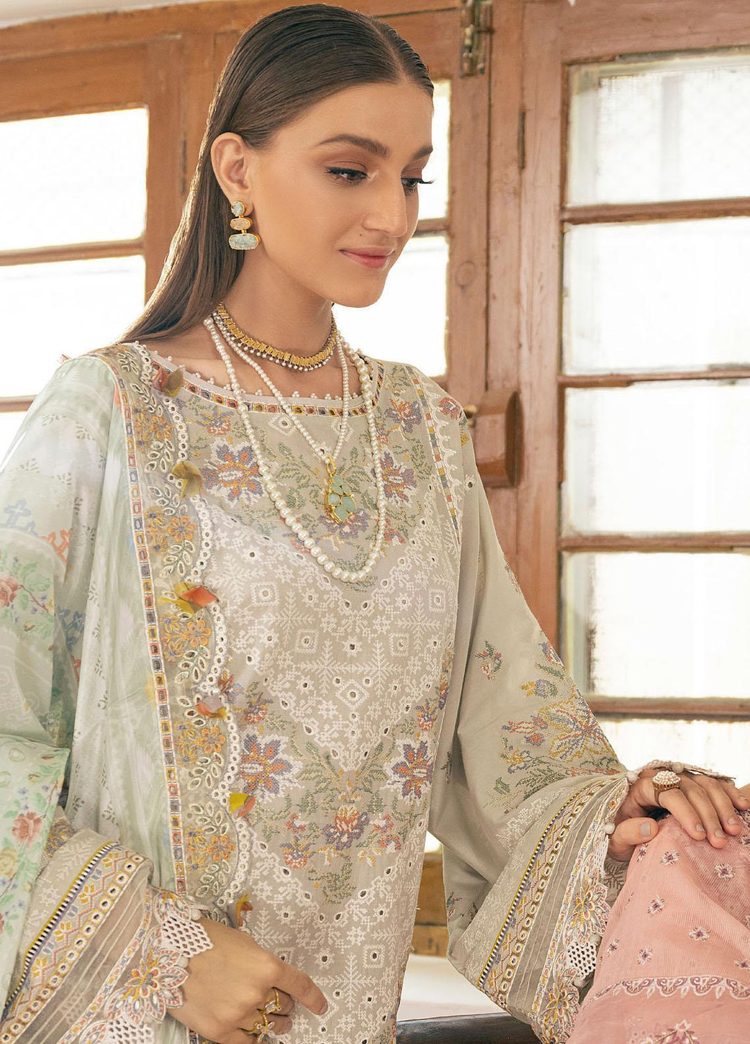 Baroque Embroidered Lawn Suits Unstitched 3 Piece BQ23ES BQU-SL11-D07 - Summer Collection