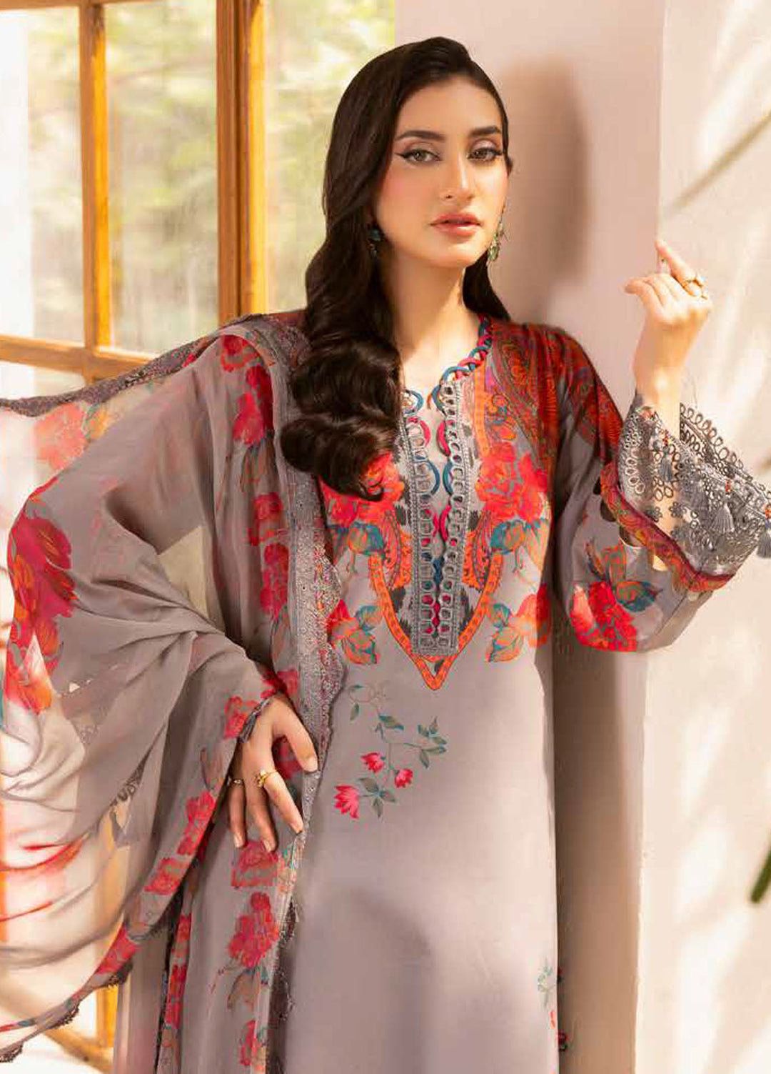 Basics by Charizma Embroidered Lawn Suits Unstitched 3 Piece CRZ25BL CB5-04 - Summer Collection