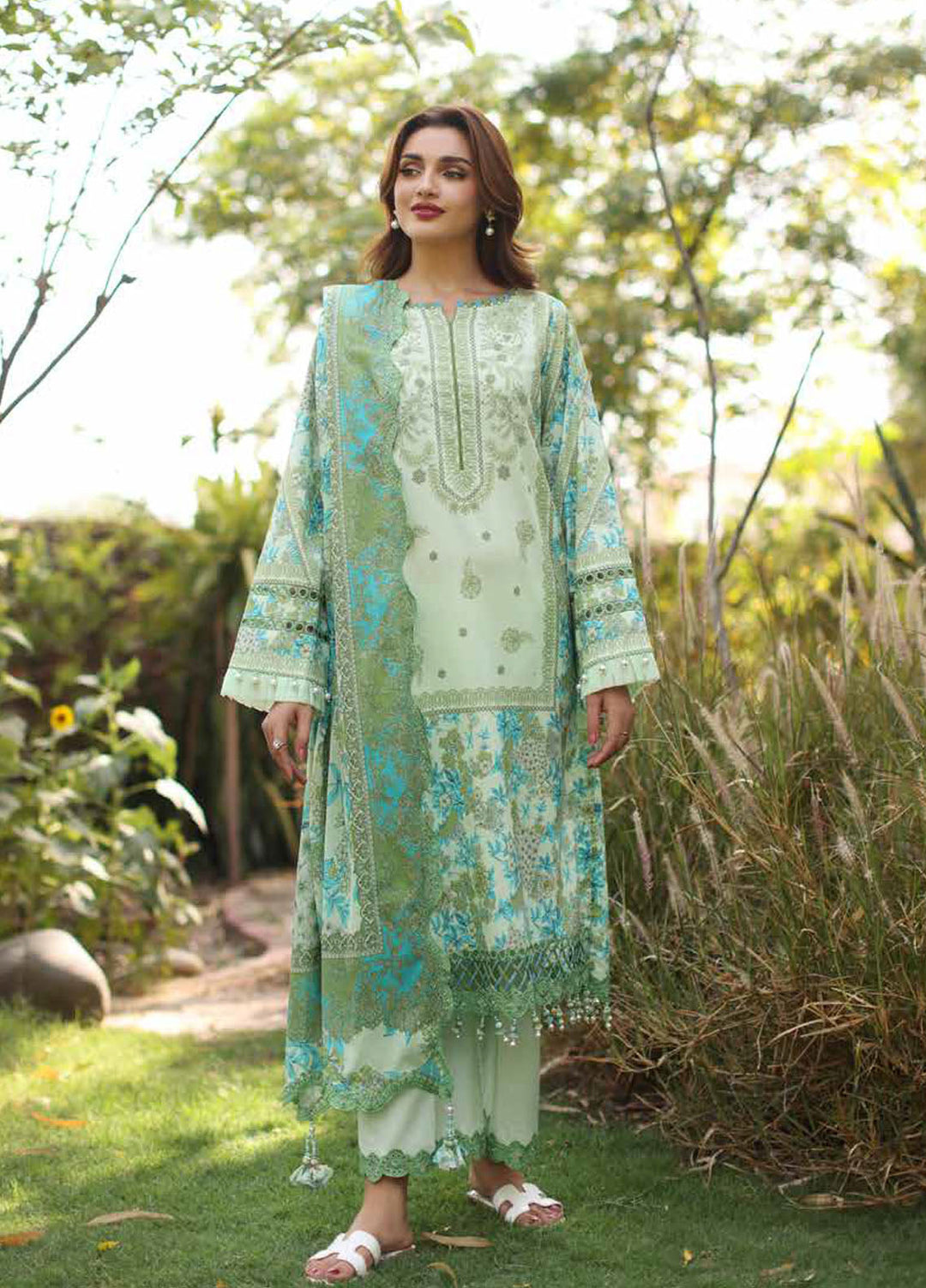 Basics by Charizma Embroidered Lawn Suits Unstitched 3 Piece CRZ25BL CB5-06 - Summer Collection