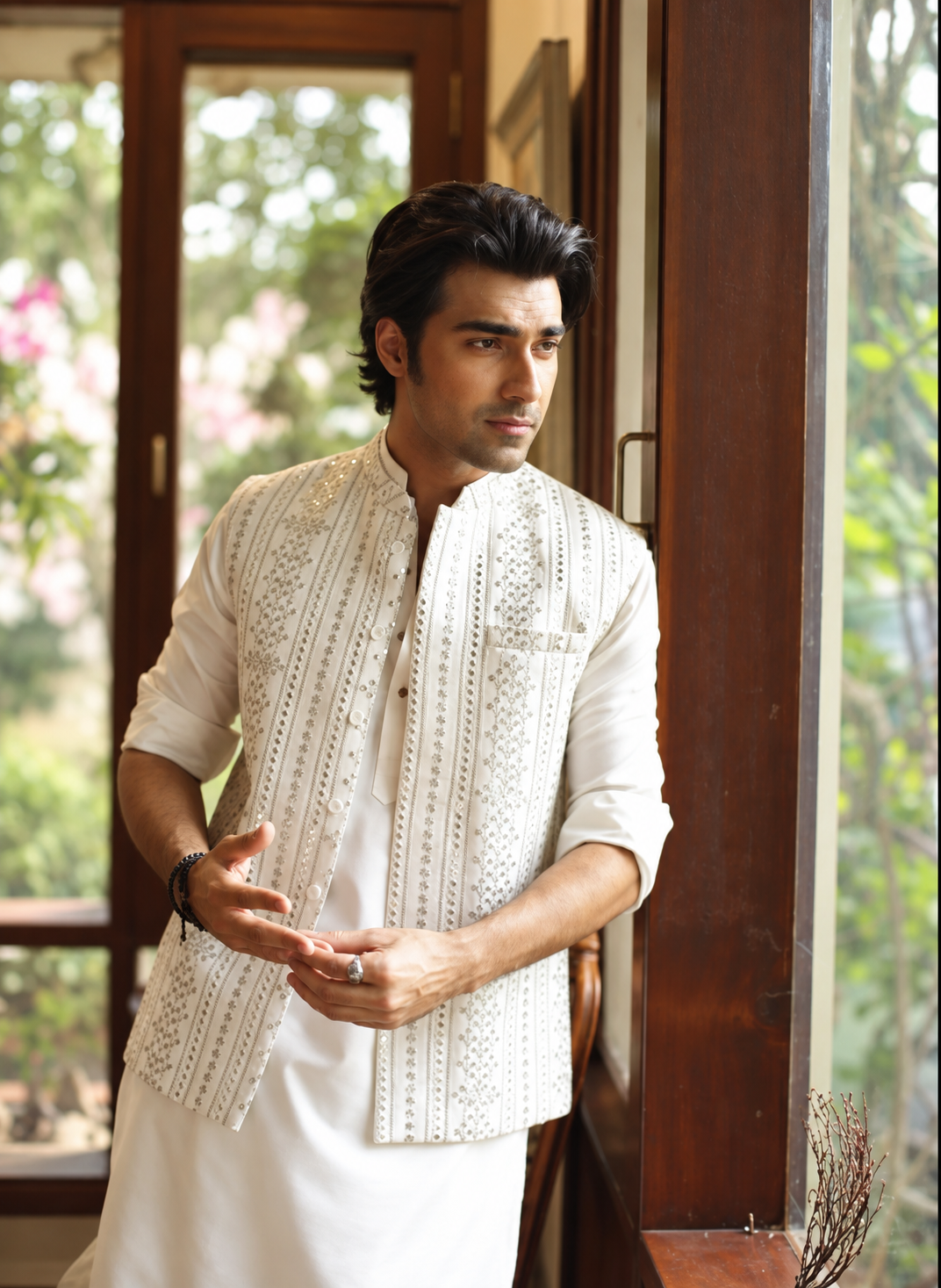 Luxe Waistcoat by Edge Republic Mens RTW Embroidered Wash N Wear 2 Piece Suit ER WC 2010 Festive Collection