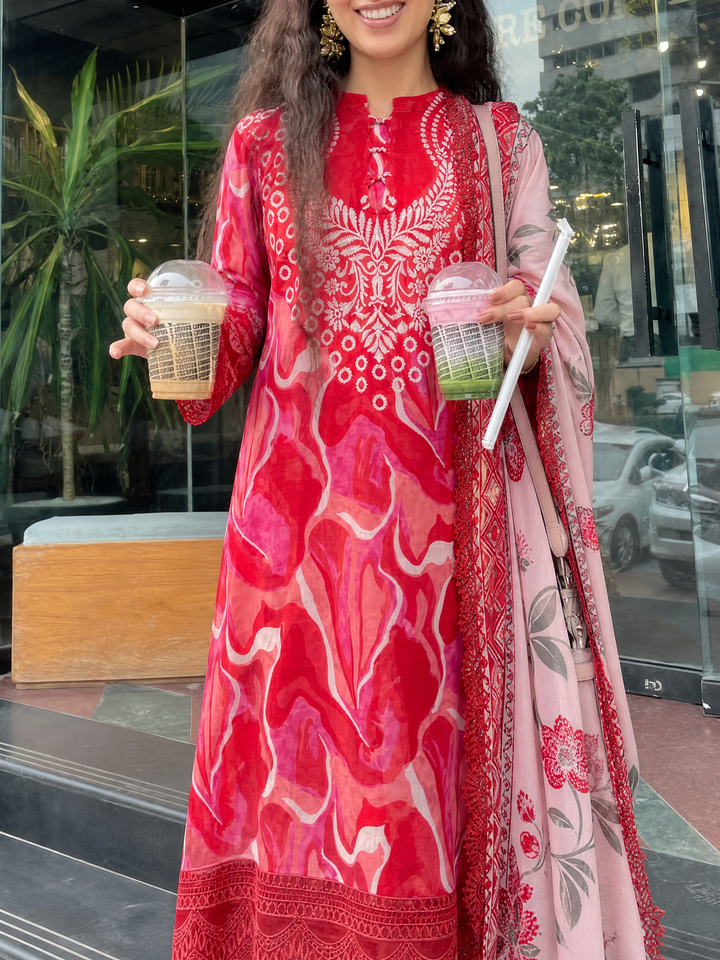 Rania by Nureh Unstitched Printed Lawn 3 Piece Suit NU26ULR NR-06 - Casual Collection