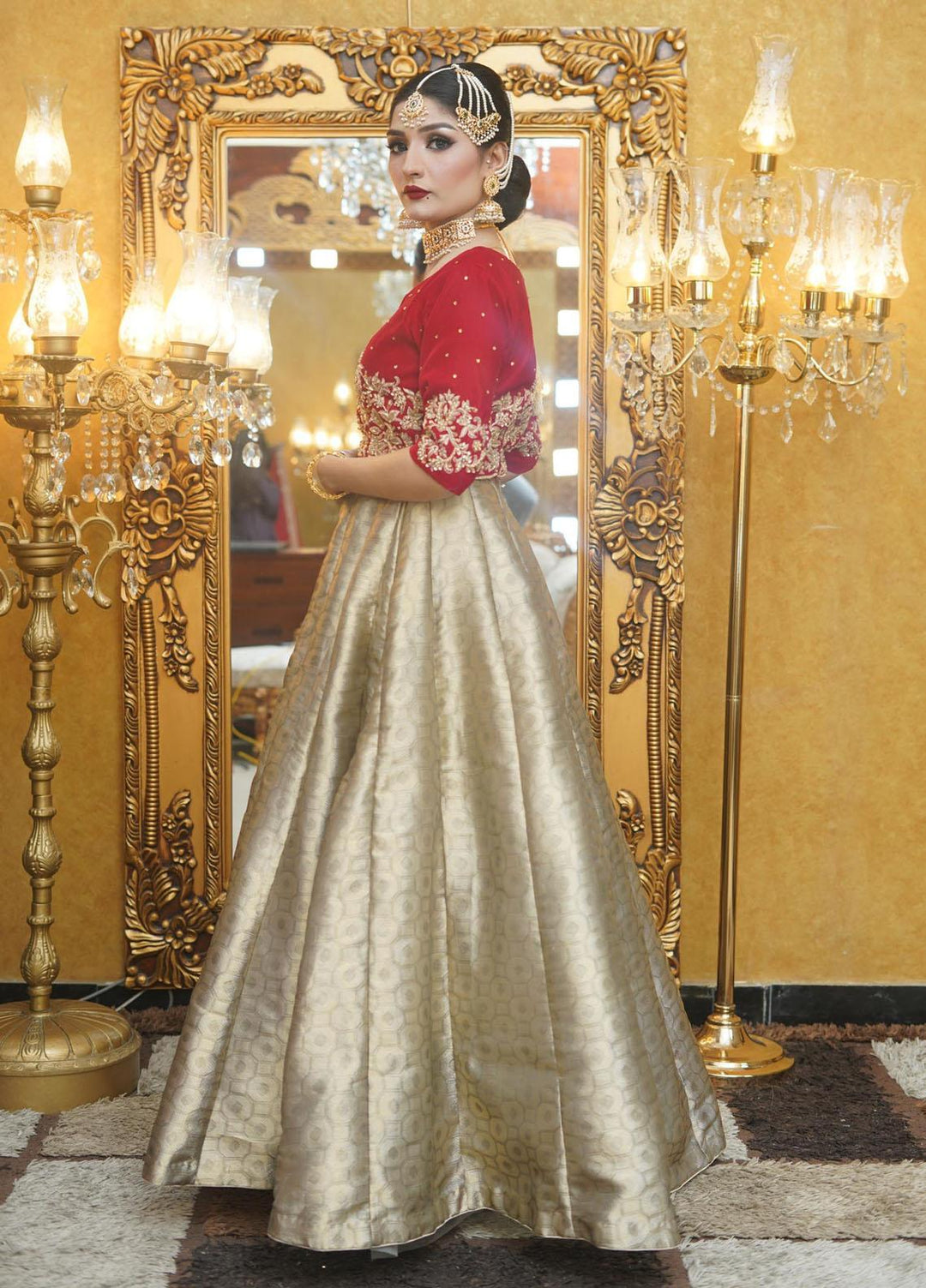Uzman Yasen  Silk Luxury Pret 3 Piece Dress RED SET