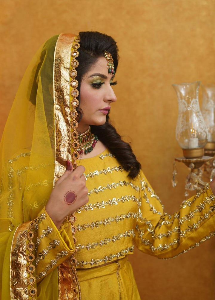 Uzman Yasen  Cotton Silk Luxury Pret 3 Piece Dress YELLOW
