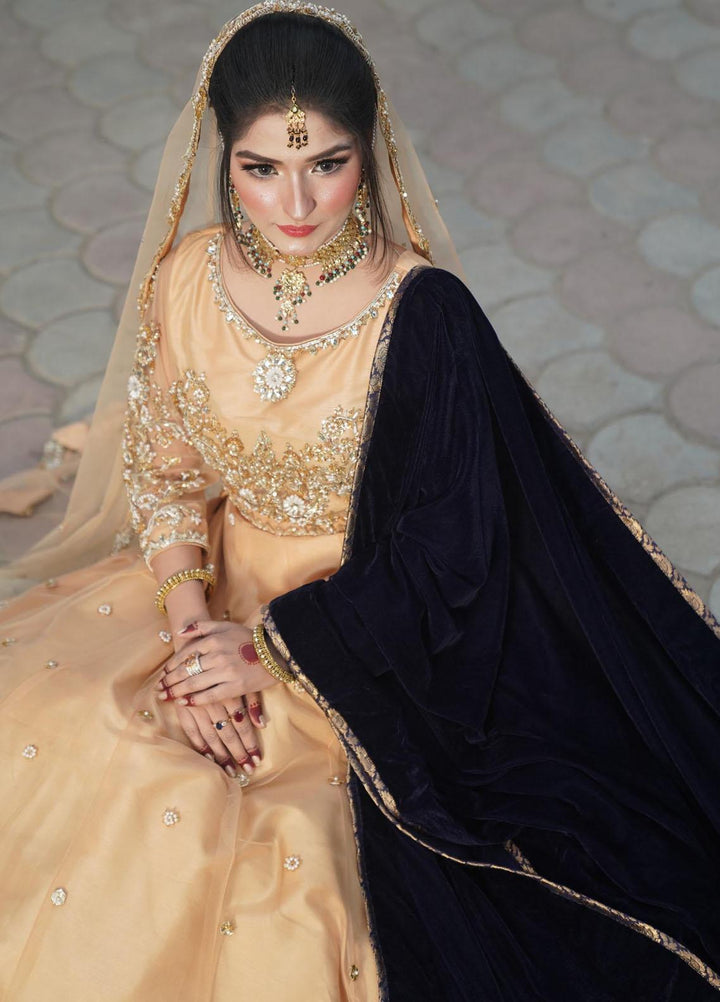 Uzman Yasen  Net Luxury Pret 3 Piece Dress PEACH