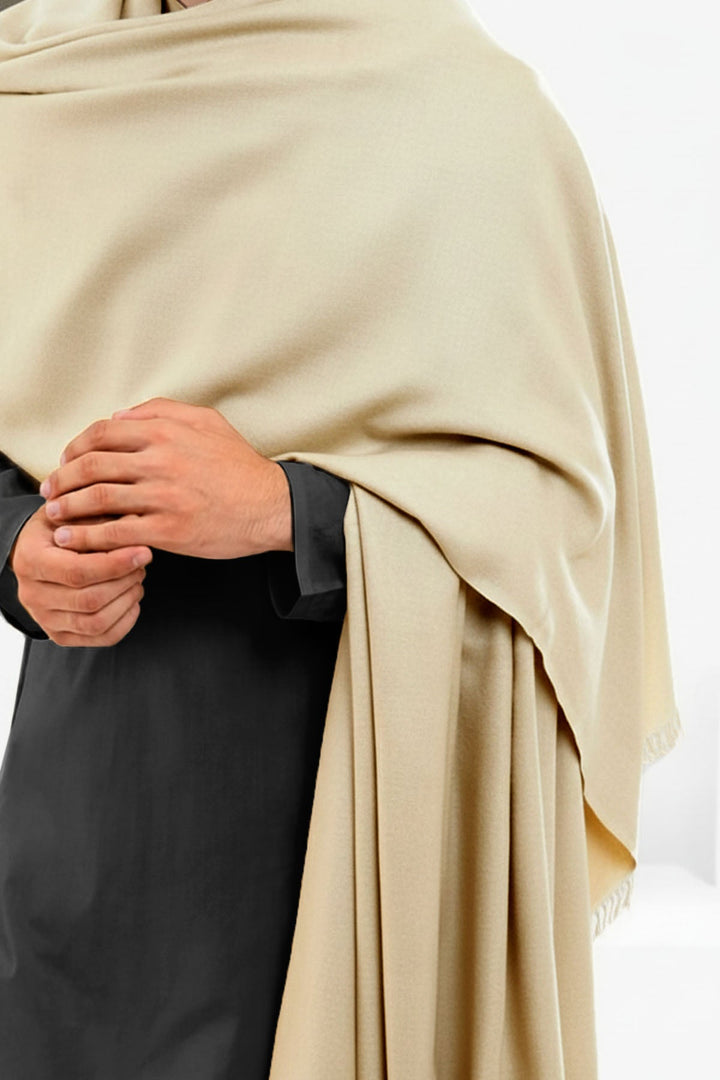 Divinely Crafted Solids Mens Shawls 1 Piece Wool Beige DCSHAWL23-002 - Winter Collection